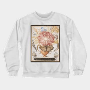 Still Life with Flowers, a Snail and Insects by Joris Hoefnagel Crewneck Sweatshirt